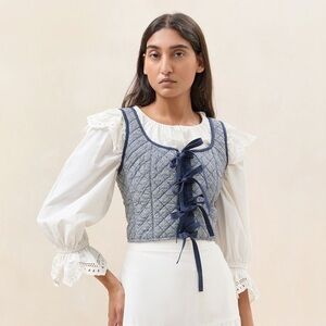 Loeffler Randall Callista Blue Vest with Bow Details